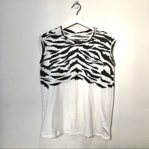 All Saints Tops - All saints Zebra print Muscle Tank S Black & white